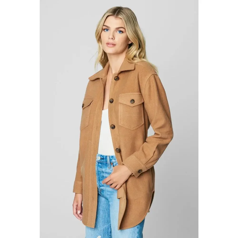 Blank NYC womens "Let's Get Lost" Fleece Blend Shacket, Large, Brown, A61 - Picture 9 of 13